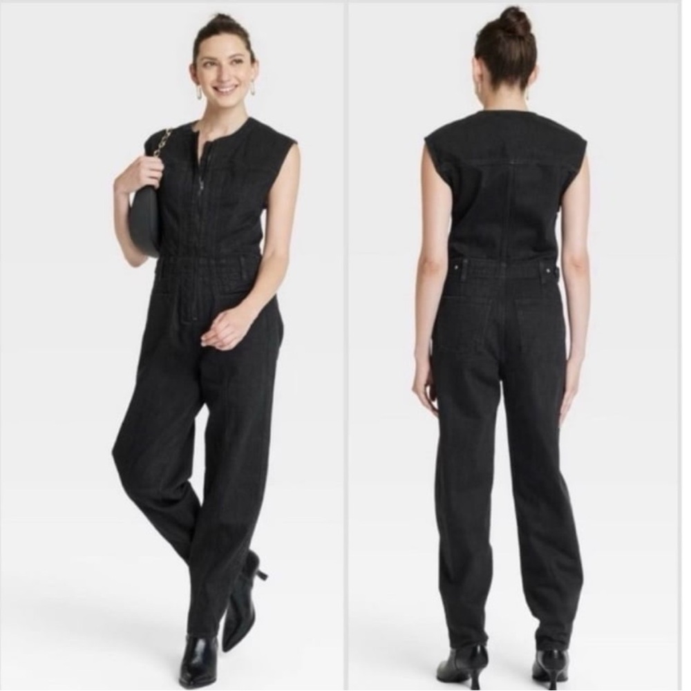 NWT Target brand Universal Thread Tailored Denim Jumpsuit Black Women size 6